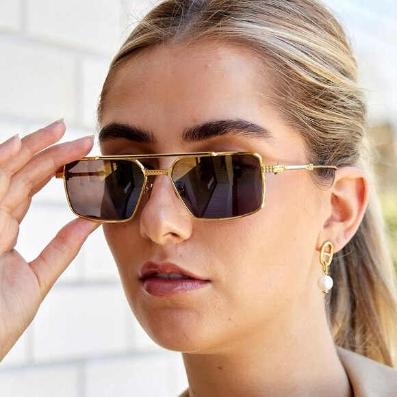 Valentino V-SEI VLS 111B 58 Women Sunglasses Titanium Gold Brown Gradient Mirror main image 4